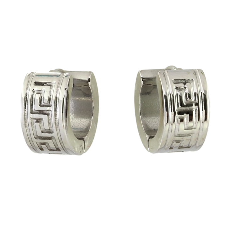 Сережки Xuping TTM Stainless Steel колір Родій колечка Грецький орнамент фото №9 Сережки Xuping TTM Stainless Steel колір Родій колечка Грецький орнамент фото №9