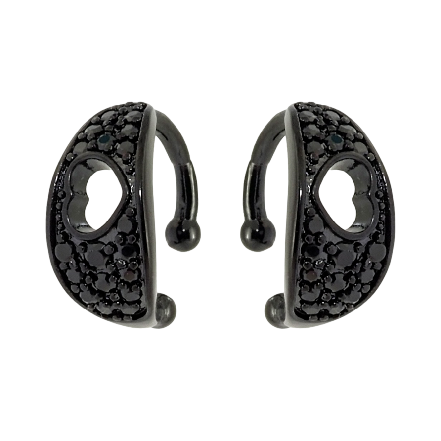 Серьги Xuping Позолота Black (черное золото) каффы Инкрустация черным цирконием фото №1