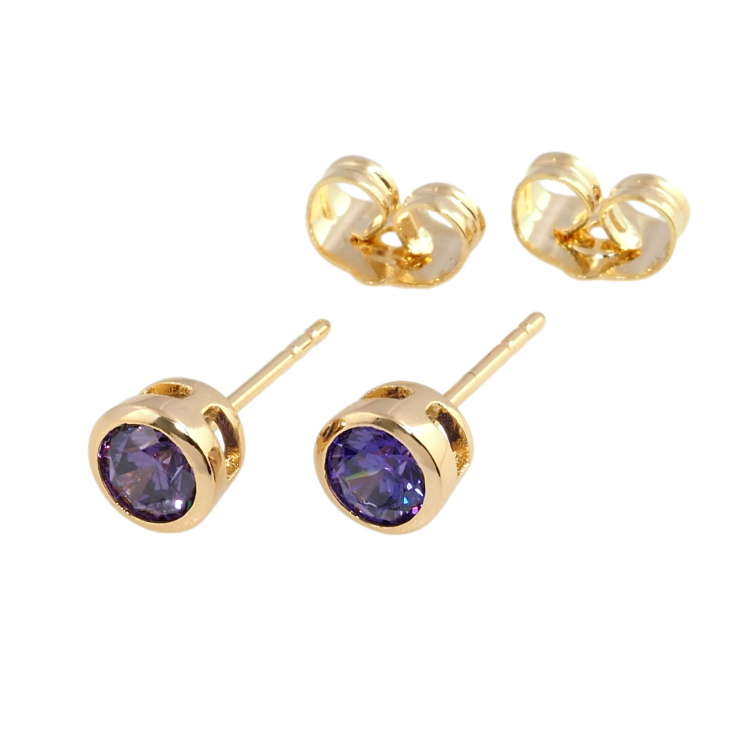 Серьги Xuping Позолота 18K пусеты Сиреневые фианиты в ободковой оправе ø 6мм фото №13 Серьги Xuping Позолота 18K пусеты Сиреневые фианиты в ободковой оправе ø 6мм фото №13