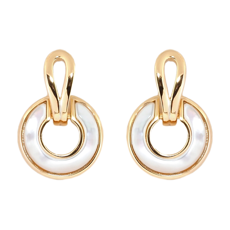 Сережки Xuping Позолота 18K пусети Перламутрові кільця фото №4 Сережки Xuping Позолота 18K пусети Перламутрові кільця фото №4