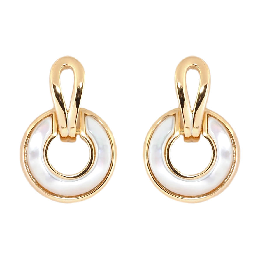 Серьги Xuping Позолота 18K пусеты Перламутровые колечки фото №1 Серьги Xuping Позолота 18K пусеты Перламутровые колечки фото №1