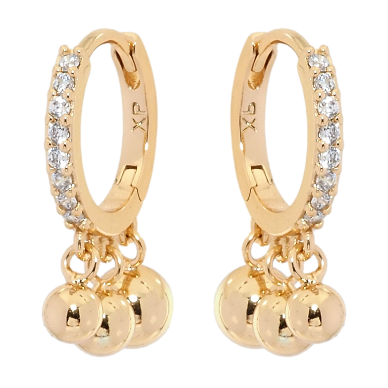 Серьги Xuping Позолота 18K подвески на колечках Шарики фото №6 Серьги Xuping Позолота 18K подвески на колечках Шарики фото №6