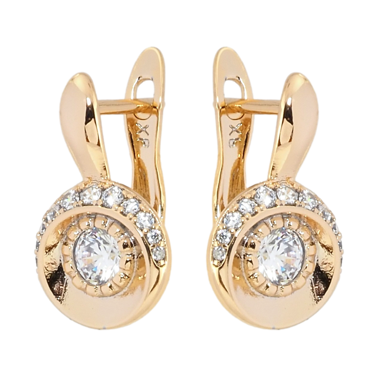 Серьги Xuping Позолота 18K английский замок Декоративные с цирконием фото №3 Серьги Xuping Позолота 18K английский замок Декоративные с цирконием фото №3