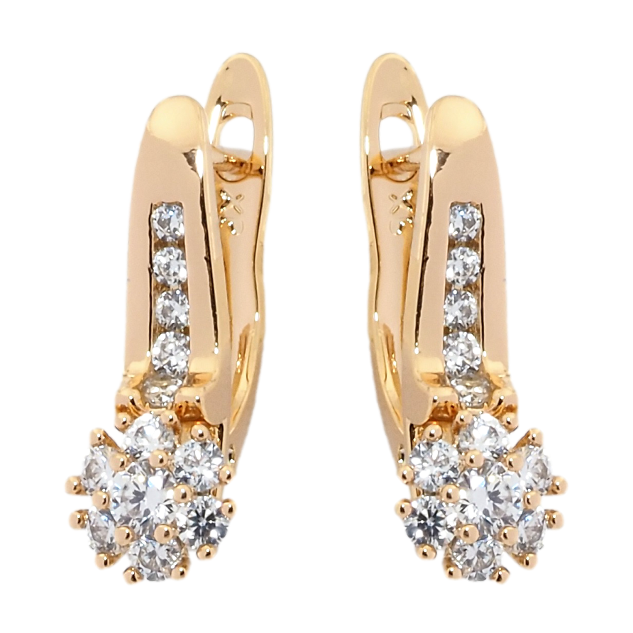 Серьги Xuping Позолота 18K английский замок Цветочки с цирконием фото №1