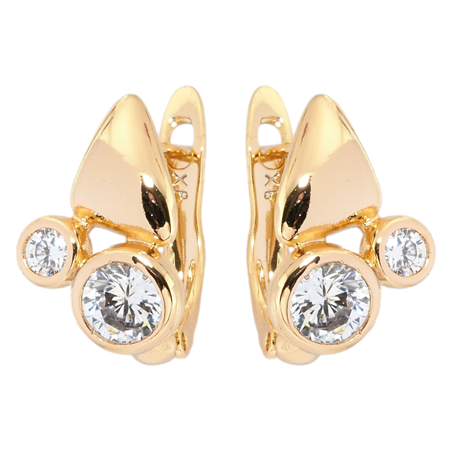 Серьги Xuping Позолота 18K английский замок Два фианита фото №1 Серьги Xuping Позолота 18K английский замок Два фианита фото №1