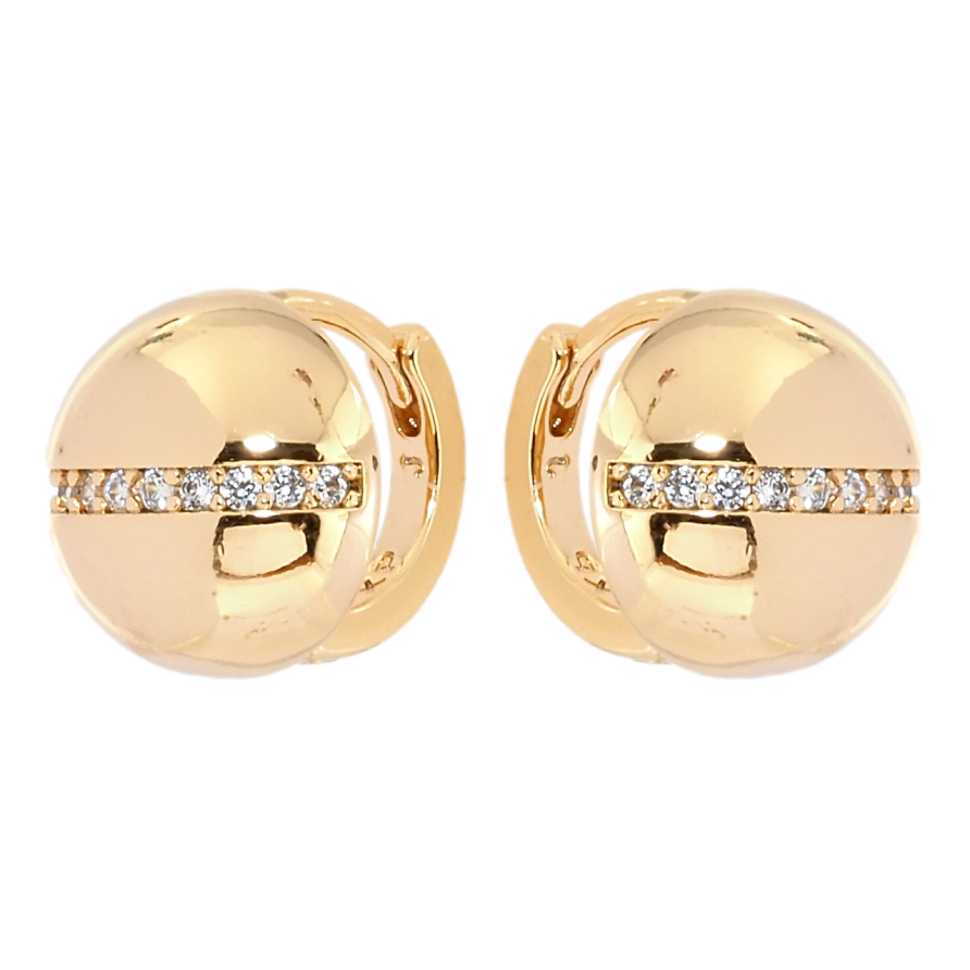 Сережки Xuping Позолота 18K колечка Напівсфери з доріжками цирконію фото №1 Сережки Xuping Позолота 18K колечка Напівсфери з доріжками цирконію фото №1