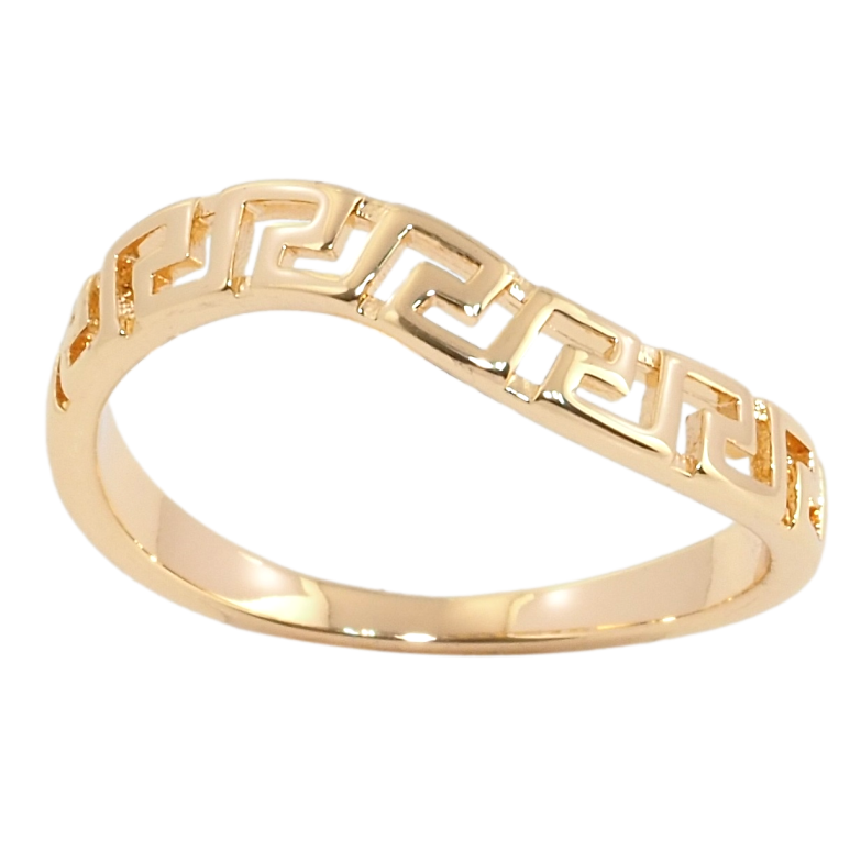 Кольцо Xuping Позолота 18K Волнистая меандровая линия фото №8