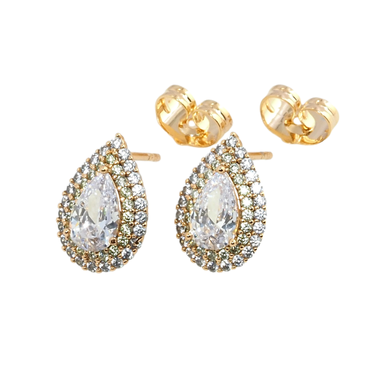 Серьги Xuping QQMM Позолота 18K пусеты Кристальные капельки фото №22