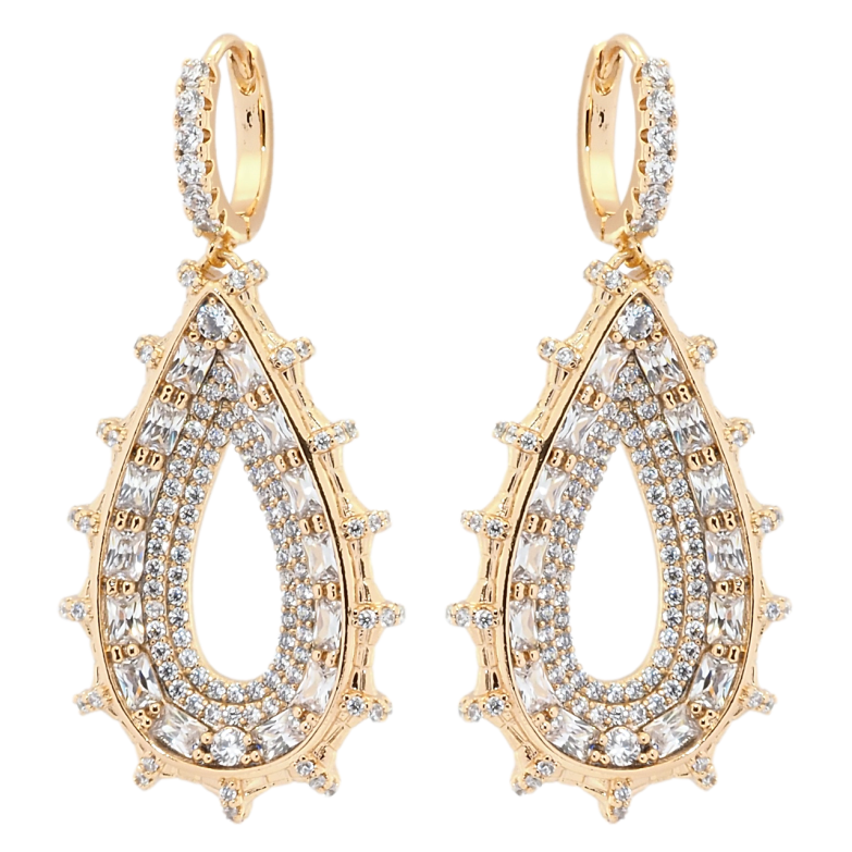 Серьги Xuping QQMM Позолота 18K подвески на колечках Каплевидные подвески с инкрустацией цирконием фото №2
