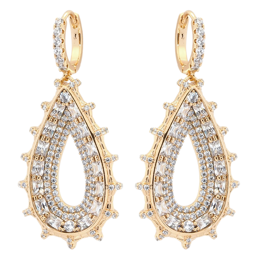 Серьги Xuping QQMM Позолота 18K подвески на колечках Каплевидные подвески с инкрустацией цирконием фото №1