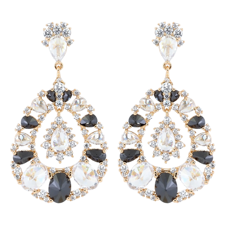 Серьги Xuping JEAN GOUJON Позолота 18K пусеты Изящные подвески с черными и белыми фианитами фото №1 Серьги Xuping JEAN GOUJON Позолота 18K пусеты Изящные подвески с черными и белыми фианитами фото №1