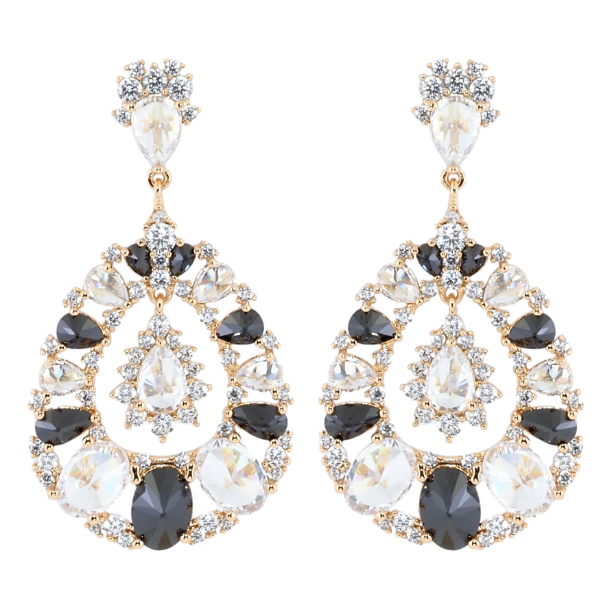 Серьги Xuping JEAN GOUJON Позолота 18K пусеты Изящные подвески с черными и белыми фианитами фото №1 Серьги Xuping JEAN GOUJON Позолота 18K пусеты Изящные подвески с черными и белыми фианитами фото №1
