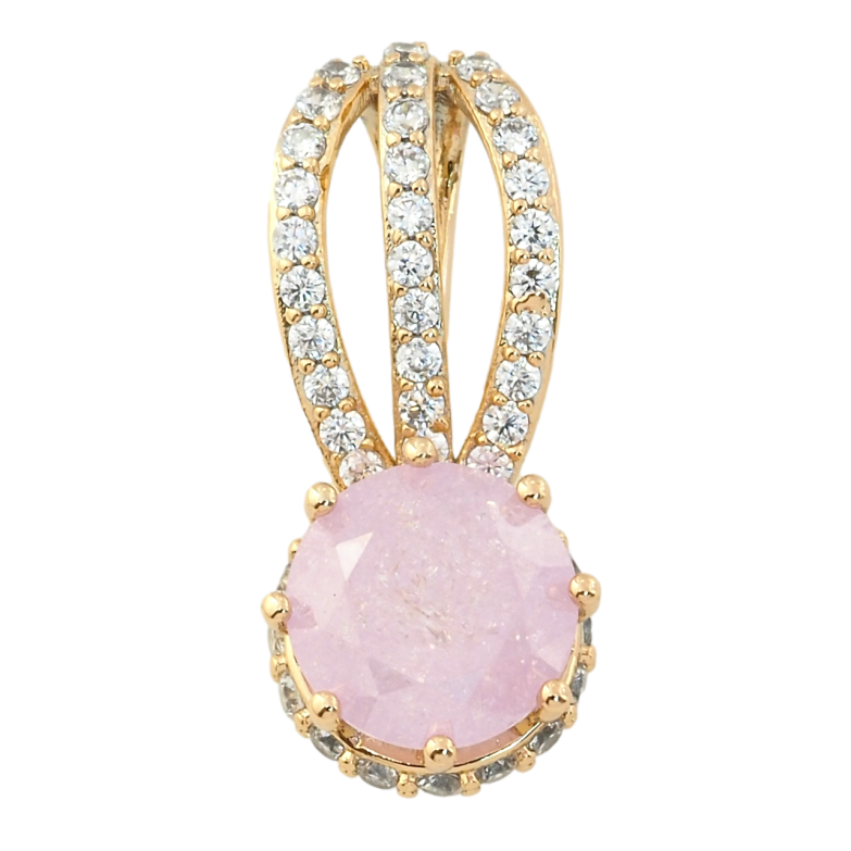 Кулон Xuping Позолота 18K Розовый фианит на декоративной петельке с цирконием для цепочки до 7мм фото №19