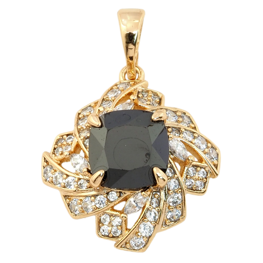 Кулон Xuping Позолота 18K Чорний фіаніт з інкрустацією цирконієм для ланцюжка до 5мм фото №1 Кулон Xuping Позолота 18K Чорний фіаніт з інкрустацією цирконієм для ланцюжка до 5мм фото №1