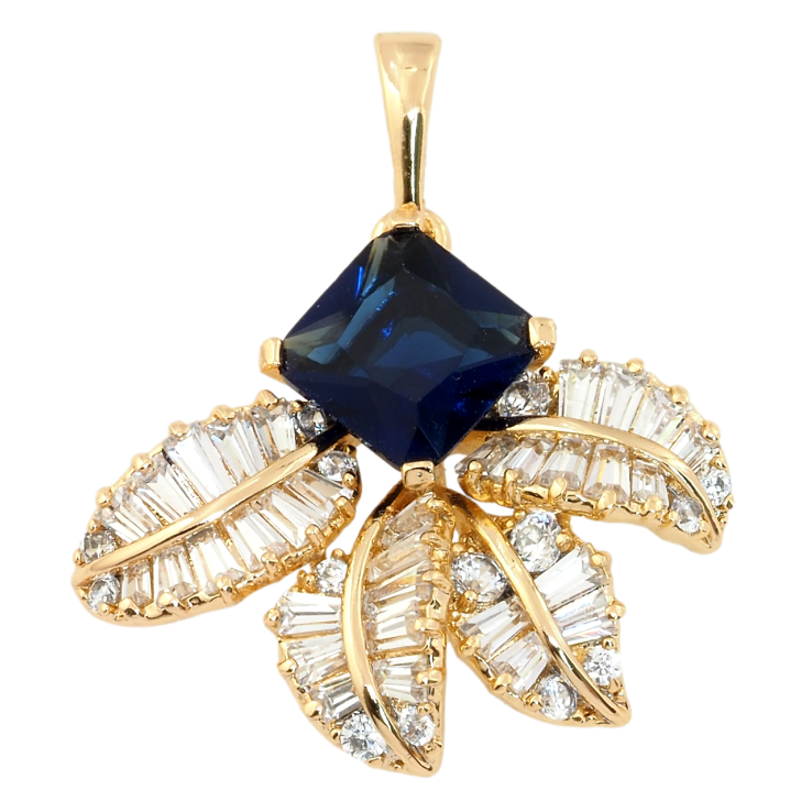 Кулон Xuping Позолота 18K Синий фианит с кристальными листочками для цепочки до 6мм фото №11 Кулон Xuping Позолота 18K Синий фианит с кристальными листочками для цепочки до 6мм фото №11