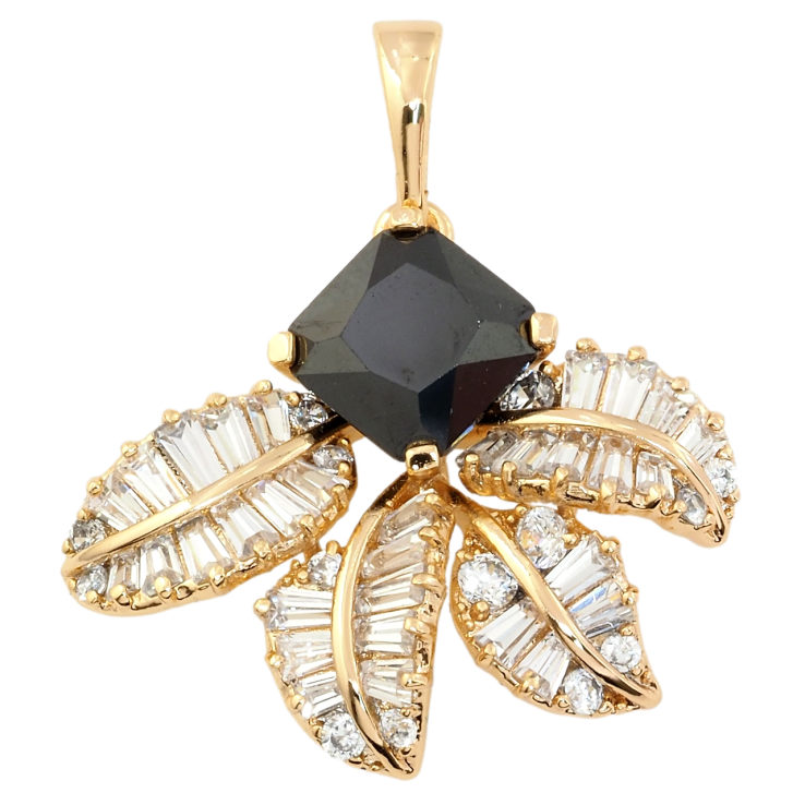 Кулон Xuping Позолота 18K Чорний фіаніт з кришталевими листочками для ланцюжка до 6мм фото №23 Кулон Xuping Позолота 18K Чорний фіаніт з кришталевими листочками для ланцюжка до 6мм фото №23