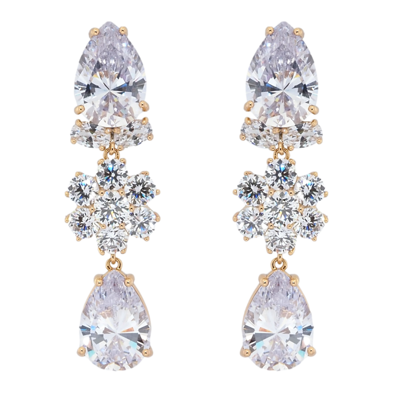 Серьги Xuping Позолота 18K пусеты Кристальные подвески фото №2 Серьги Xuping Позолота 18K пусеты Кристальные подвески фото №2