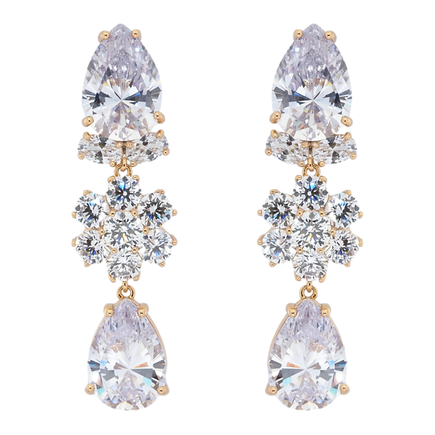 Серьги Xuping Позолота 18K пусеты Кристальные подвески фото №1 Серьги Xuping Позолота 18K пусеты Кристальные подвески фото №1