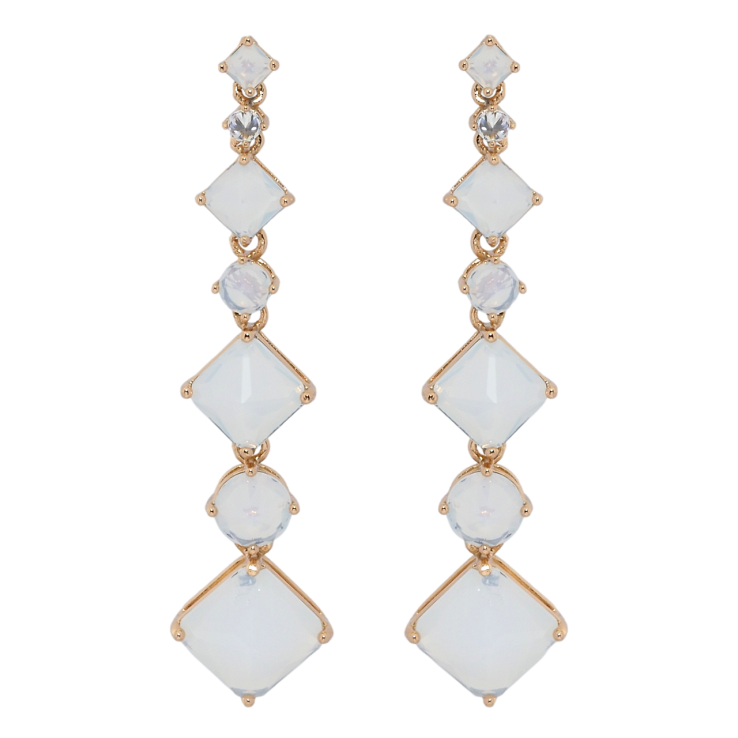 Серьги Xuping Позолота 18K пусеты Кристальные подвески с белыми фианитами фото №2