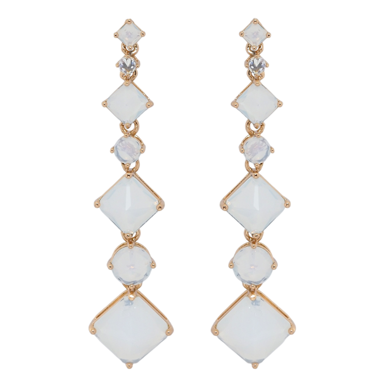 Серьги Xuping Позолота 18K пусеты Кристальные подвески с белыми фианитами фото №1 Серьги Xuping Позолота 18K пусеты Кристальные подвески с белыми фианитами фото №1