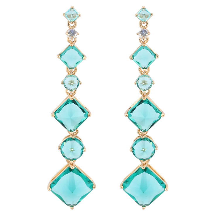 Серьги Xuping Позолота 18K пусеты Кристальные подвески с бирюзовыми фианитами фото №20 Серьги Xuping Позолота 18K пусеты Кристальные подвески с бирюзовыми фианитами фото №20