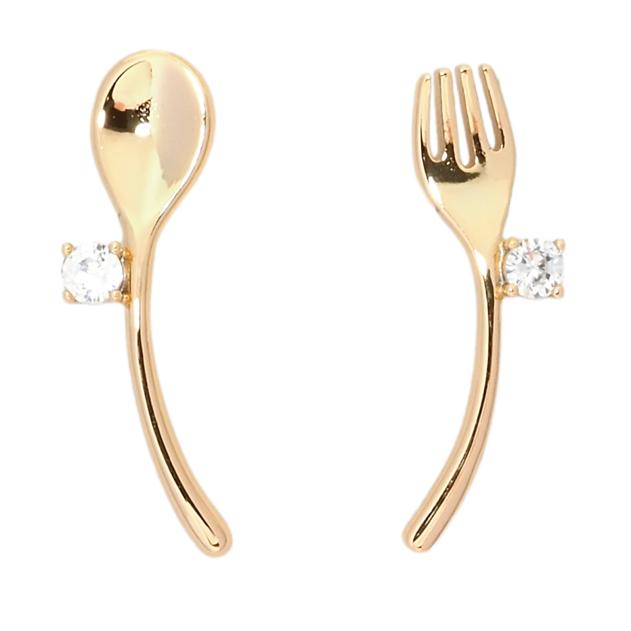 Серьги Xuping Позолота 18K пусеты Ложка с вилкой фото №1 Серьги Xuping Позолота 18K пусеты Ложка с вилкой фото №1