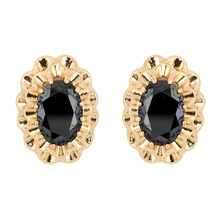 Серьги Xuping Позолота 18K пусеты Декоративные овалы с черными фианитами фото №24