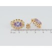 Серьги Xuping Позолота 18K пусеты Декоративные овалы с сиреневыми фианитами фото №2
