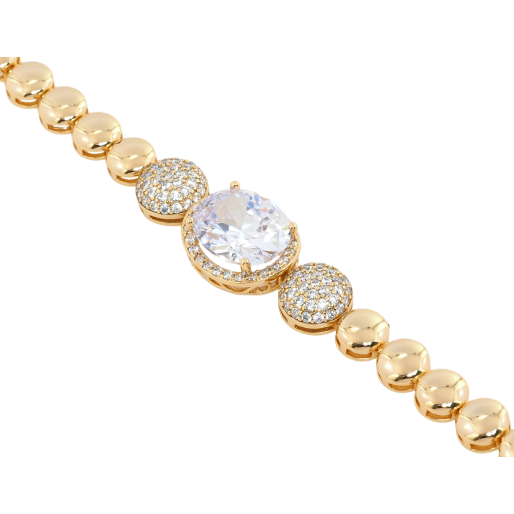 Браслет Xuping Позолота 18K Доріжка кульок із вставкою фіаніт довжина з дод. замком 17,19см х 6мм фото №12