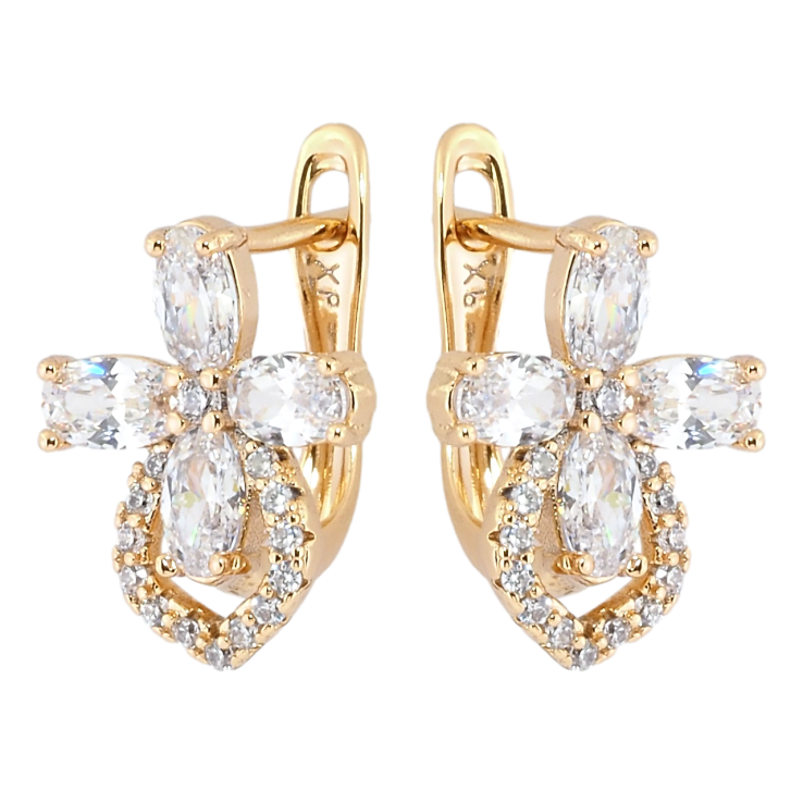 Серьги Xuping Позолота 18K английский замок Кристальные цветочки фото №3 Серьги Xuping Позолота 18K английский замок Кристальные цветочки фото №3