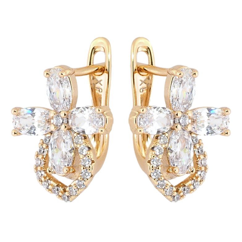 Серьги Xuping Позолота 18K английский замок Кристальные цветочки фото №2