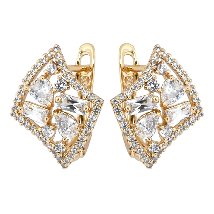 Серьги Xuping Позолота 18K английский замок Кристальные ромбы фото №22 Серьги Xuping Позолота 18K английский замок Кристальные ромбы фото №22