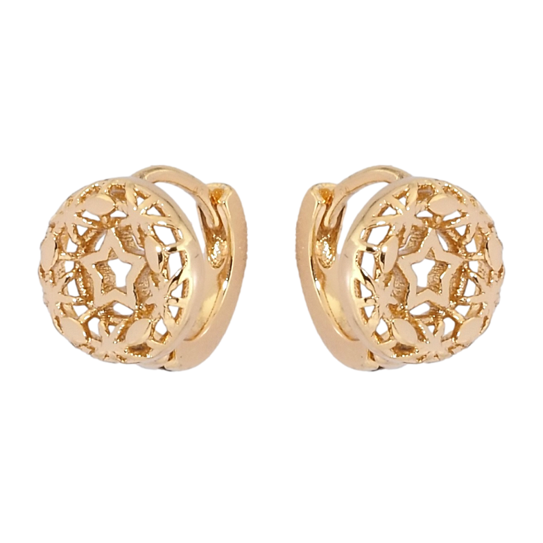 Сережки Xuping Позолота 18K колечка Різьблений візерунок зірочки фото №12 Сережки Xuping Позолота 18K колечка Різьблений візерунок зірочки фото №12
