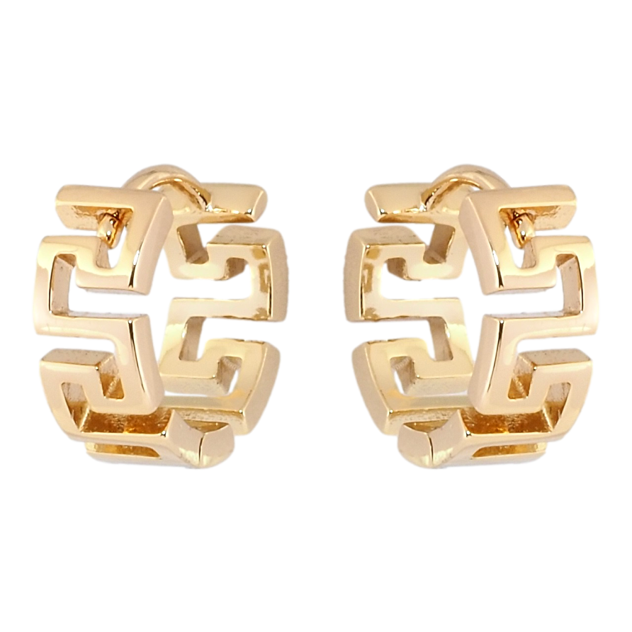 Сережки Xuping Позолота 18K колечка Грецький орнамент фото №1 Сережки Xuping Позолота 18K колечка Грецький орнамент фото №1