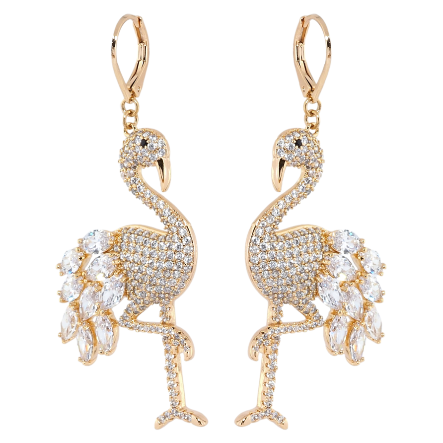 Серьги Xuping Позолота 18K французский замок Фламинго инкрустация цирконием фото №1 Серьги Xuping Позолота 18K французский замок Фламинго инкрустация цирконием фото №1