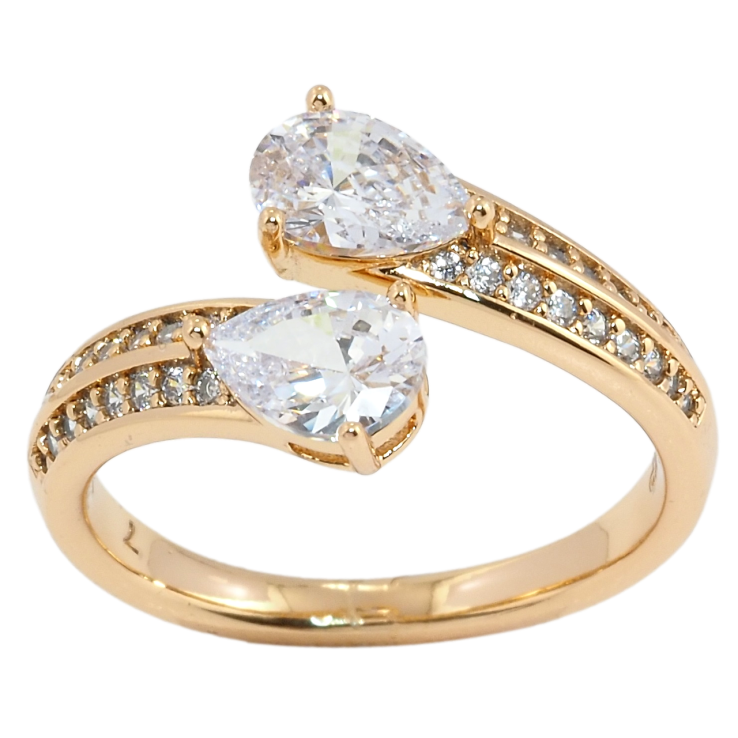 Каблучка Xuping Позолота 18K Фіаніти на дужках із цирконієм фото №4 Каблучка Xuping Позолота 18K Фіаніти на дужках із цирконієм фото №4