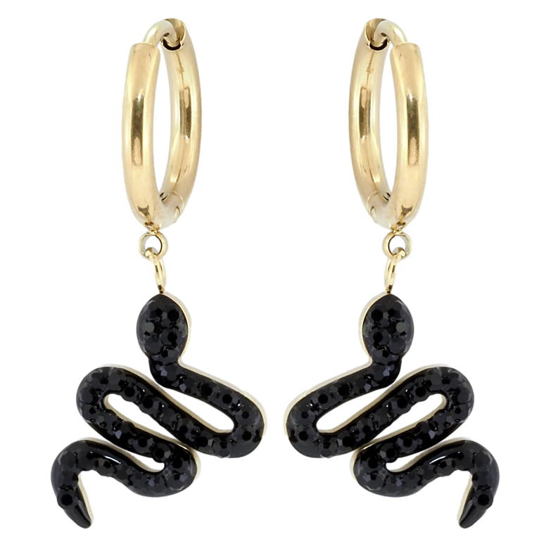 Серьги Xuping TTM Stainless Steel цвет 14K подвески на колечках Змейки фото №1 Серьги Xuping TTM Stainless Steel цвет 14K подвески на колечках Змейки фото №1