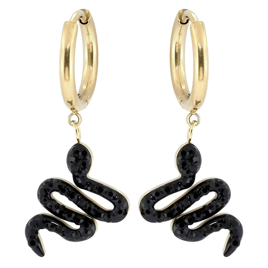 Сережки Xuping TTM Stainless Steel колір 14K підвіски на колечках Змійки фото №1 Сережки Xuping TTM Stainless Steel колір 14K підвіски на колечках Змійки фото №1