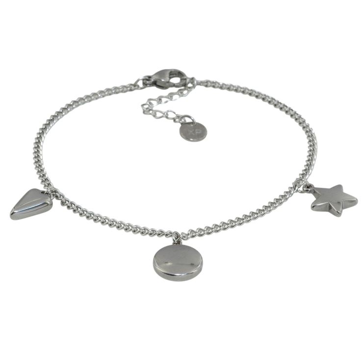 Браслет Xuping ТТМ Stainless Steel цвет Родий Цепочка с подвесками длинна с доп.цепочкой 17.5-21см х 2мм фото №4 Браслет Xuping ТТМ Stainless Steel цвет Родий Цепочка с подвесками длинна с доп.цепочкой 17.5-21см х 2мм фото №4