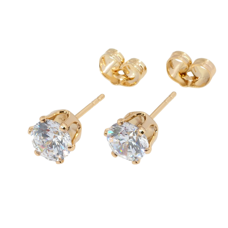Серьги Xuping Позолота 18K пусеты Фианиты в 6-ти крапановой оправе ø 7мм фото №17 Серьги Xuping Позолота 18K пусеты Фианиты в 6-ти крапановой оправе ø 7мм фото №17