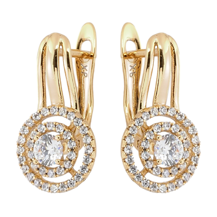 Серьги Xuping Позолота 18K английский замок Круги с цирконием фото №9 Серьги Xuping Позолота 18K английский замок Круги с цирконием фото №9