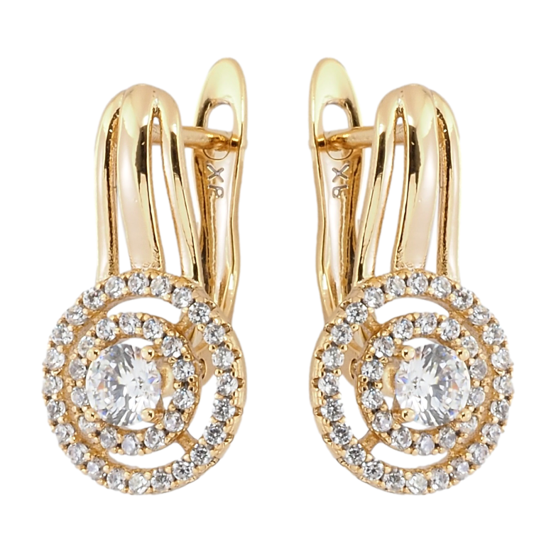 Серьги Xuping Позолота 18K английский замок Круги с цирконием фото №9