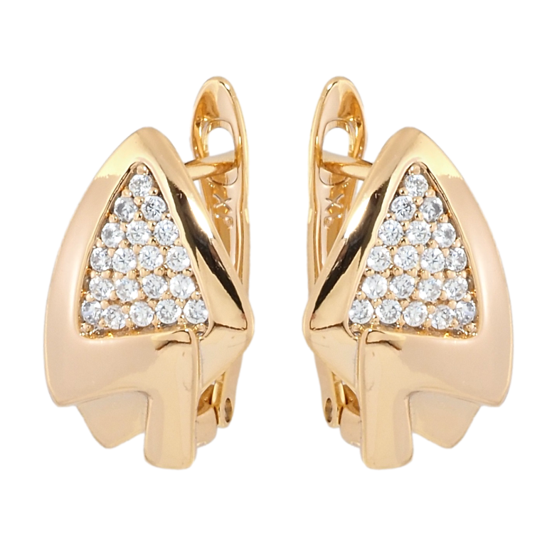 Сережки Xuping Позолота 18K англійський замок Трикутники з цирконієм фото №6 Сережки Xuping Позолота 18K англійський замок Трикутники з цирконієм фото №6