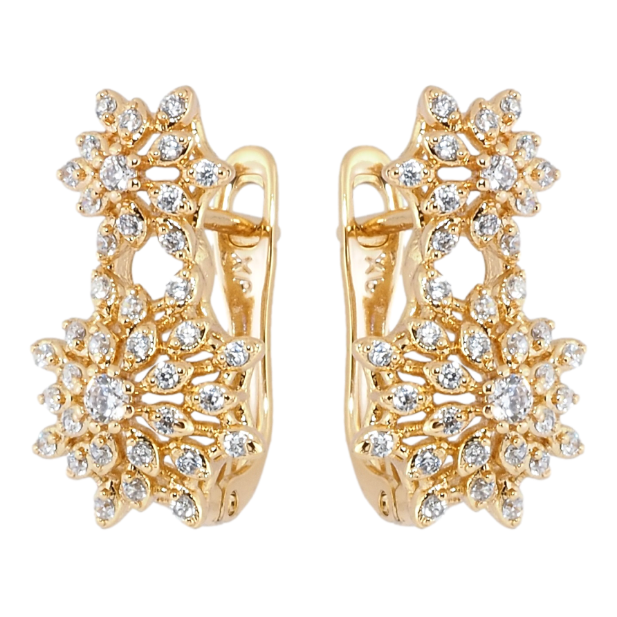 Серьги Xuping Позолота 18K английский замок Цветочки с цирконием фото №1 Серьги Xuping Позолота 18K английский замок Цветочки с цирконием фото №1