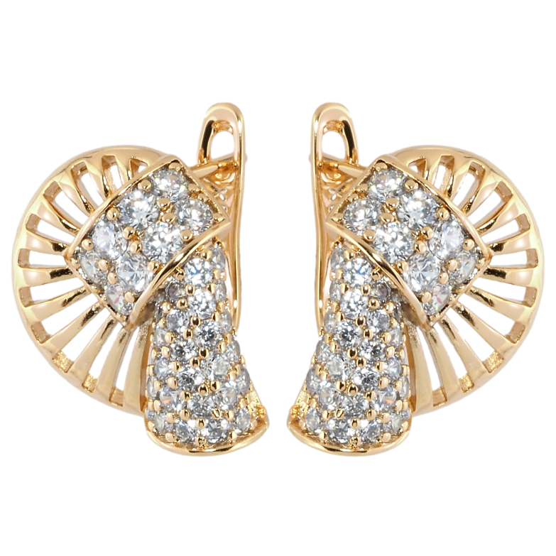 Сережки Xuping Позолота 18K англійський замок Декоративний орнамент з цирконієм фото №7 Сережки Xuping Позолота 18K англійський замок Декоративний орнамент з цирконієм фото №7
