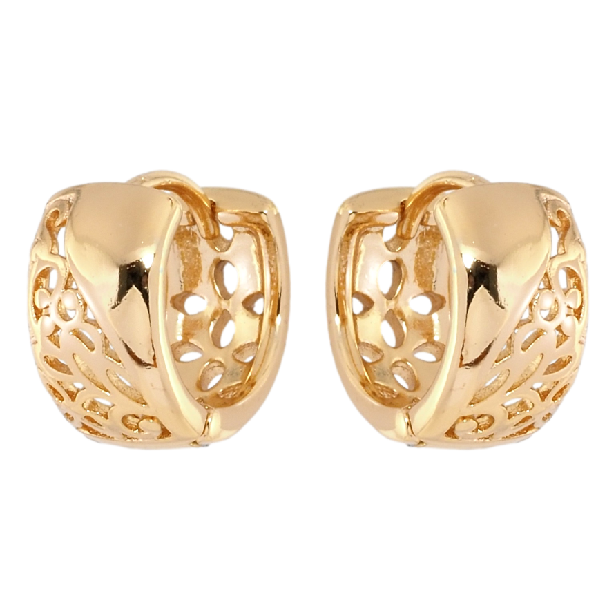 Сережки Xuping Позолота 18K колечка Різьблений орнамент фото №1