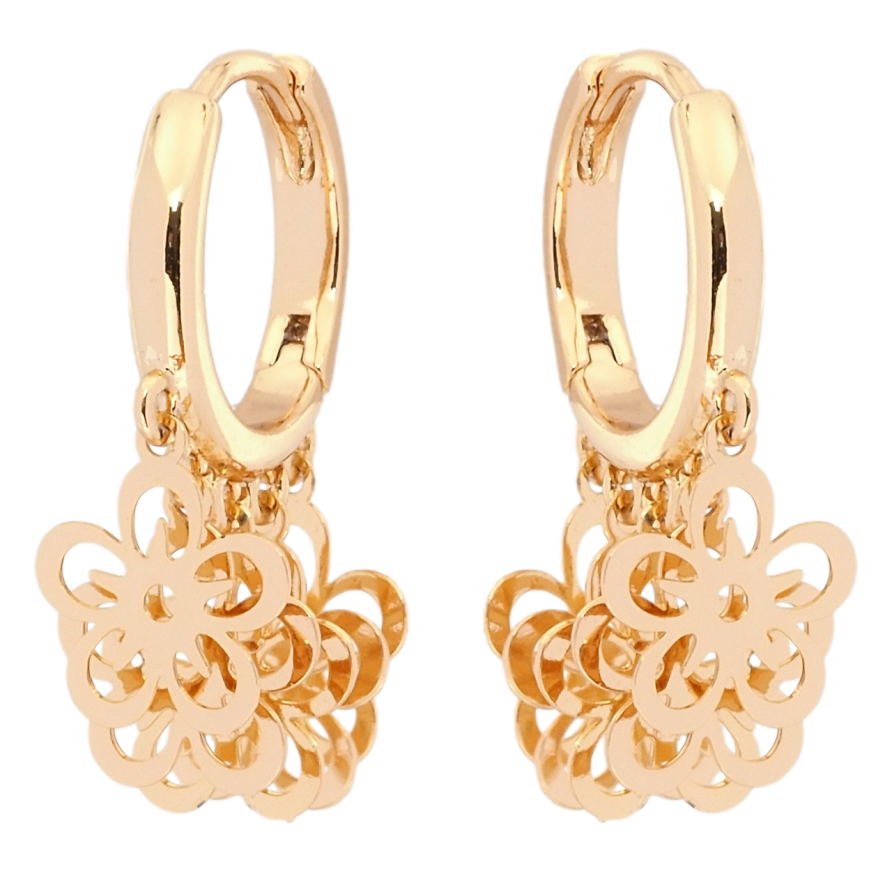 Серьги Xuping Позолота 18K подвески на колечках Цветочки фото №1 Серьги Xuping Позолота 18K подвески на колечках Цветочки фото №1