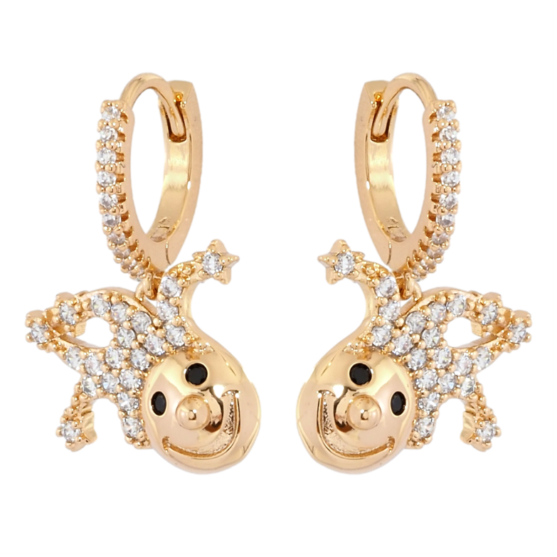 Сережки Xuping Позолота 18K підвіски на колечках Блазень фото №1