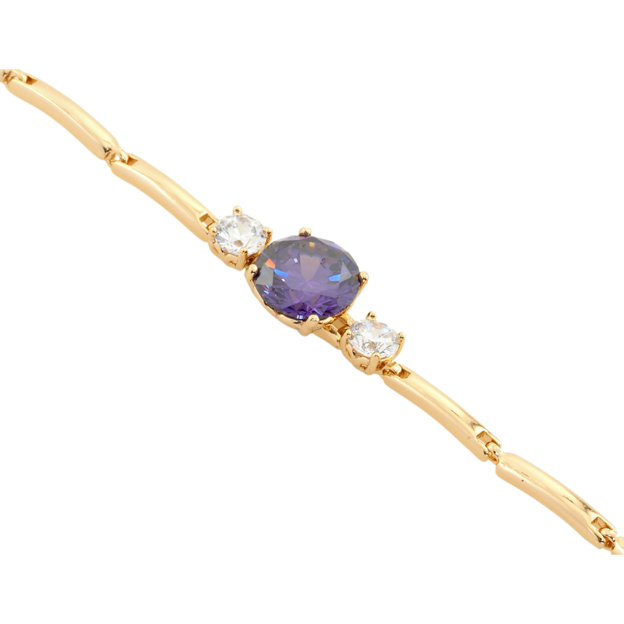 Браслет Xuping Позолота 18K Сиреневый фианит с цирконами длина с доп.замком 17.5,19.5см х 2.5мм фото №1 Браслет Xuping Позолота 18K Сиреневый фианит с цирконами длина с доп.замком 17.5,19.5см х 2.5мм фото №1