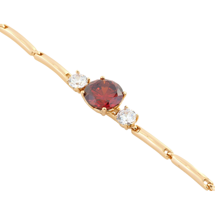 Браслет Xuping Позолота 18K Красный фианит с цирконами длина с доп.замком 17.5,19.5см х 2.5мм фото №1